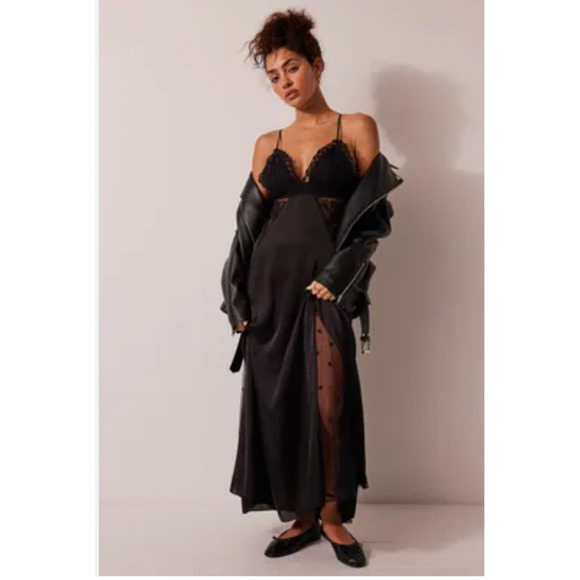 Free People Dresses & Skirts - Free People Morning Glory Slip Dress Medium NEW Black